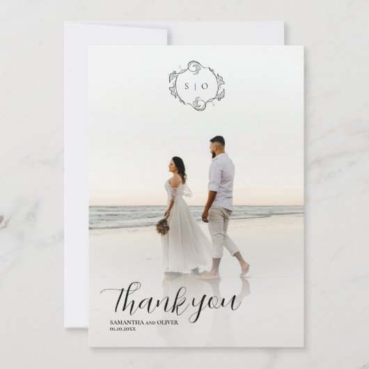 Elegant Charming Simple Photo Thank You Card Save The Date (Voorkant)