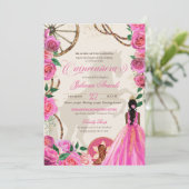Elegant Charro Roze Westerne Ranch Quinceanera Kaart (Staand voorkant)