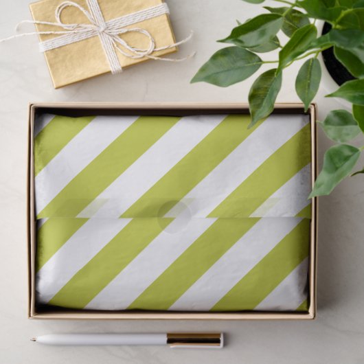 Elegant Chartreuse and White Striped Pattern Tissuepapier (Geschenk)