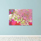 Elegant Chartreuse Green, Pink and Blue Hydrangea Canvas Afdruk (Insitu (Houten vloer))