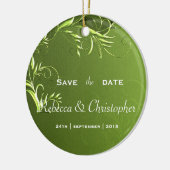 Elegant Chartreuse Green slaat de datum op Keramisch Ornament (Links)