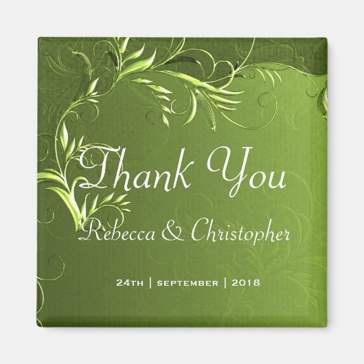 Elegant Chartreuse Green Wedding Bedankt Magneet (Voorkant)