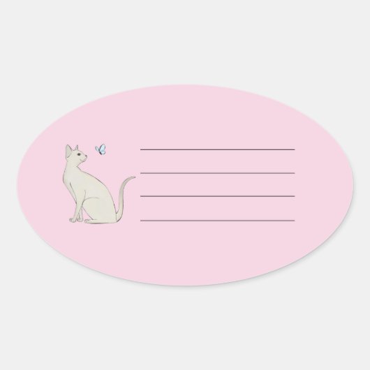 Élégant chat avec autocollant papillon (Devant)