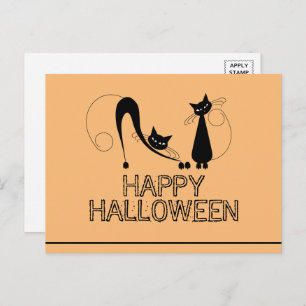 Élégant chat noir, Bonne carte postale Halloween