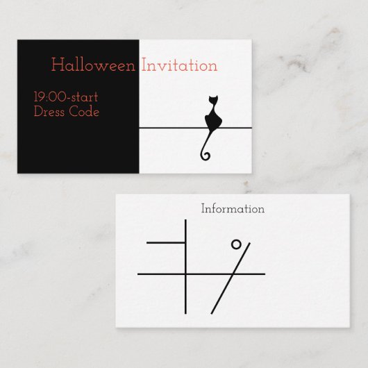 Élégant chat noir Halloween Invitation (Devant / Derrière)