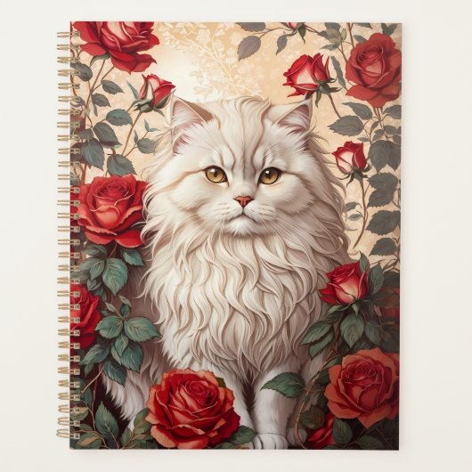 Élégant Chat Perse Vintage Avec Rose (Devant)