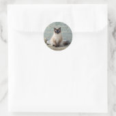 Élégant chat siamois Photo Classic Sticker rond (Sac)