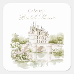 Elegant Chateau Franse Romance Vrijgezellenfeest Vierkante Sticker