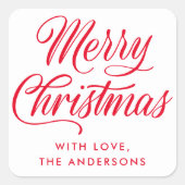 Elegant Cheer Red Script Kerstcadeau vakantie Vierkante Sticker (Voorkant)