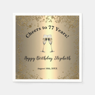 Elegant Cheers Goud 77ste Verjaardag Servetten