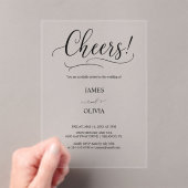 Elegant Cheers Script Clear Acryl Wedding Acryl Uitnodigingen (Insitu (Draagbaar))