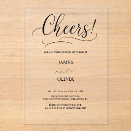 Elegant Cheers Script Clear Acryl Wedding Acryl Uitnodigingen