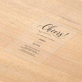 Elegant Cheers Script Clear Acryl Wedding Uitnodigingen (Laagn)