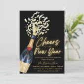 Elegant Cheers The To New Year Holiday Party Kaart (Staand voorkant)