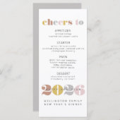 Elégant Cheers to 2024 Silver New Years Menu (Devant / Derrière)