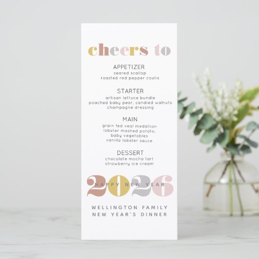 Elégant Cheers to 2024 Silver New Years Menu (Debout devant)