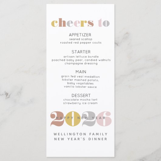 Elégant Cheers to 2024 Silver New Years Menu (Devant)