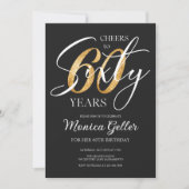 Elegant Cheers to Sixty | 60e verjaardag van Black Kaart (Voorkant)