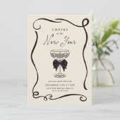 Elegant Cheers to the New Year Invitation Kaart (Staand voorkant)
