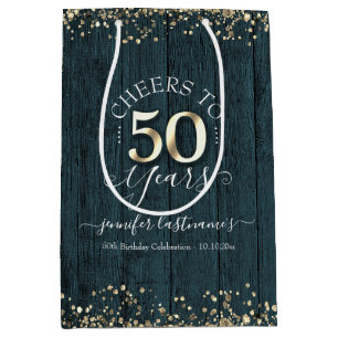Elegant Cheers tot 50 jaar verjaardag Medium Cadeauzakje