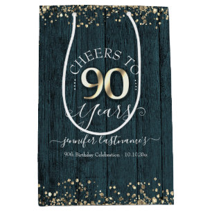 Elegant Cheers tot 90 jaar verjaardag Medium Cadeauzakje