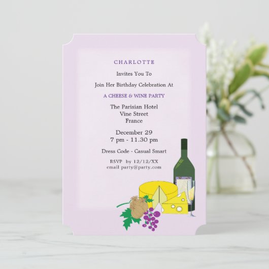Elégant Cheese & Wine Party Invitation (Debout devant)