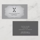 Elegant Chef Catering Retro Cross Fork Wit Staal Visitekaartje (Voorkant / Achterkant)