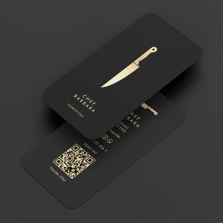 Elegant Chef Zwart Goud Mes Modern Premium Visitekaartje