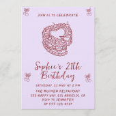 Elegant Cherry Birthday Invitation with Heart Cake (Devant)