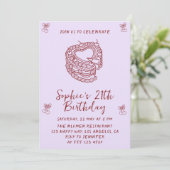 Elegant Cherry Birthday Invitation with Heart Cake (Debout devant)