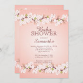Elegant Cherry Blossom Baby shower Kaart (Voorkant / Achterkant)