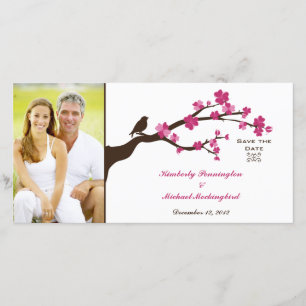 Elegant cherry blossom bird save the date foto