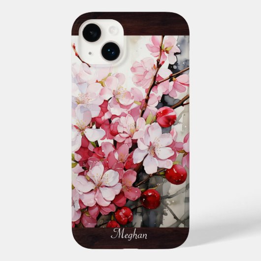 Elegant Cherry Blossom Bloemen Waterverf Custom Case-Mate iPhone Case (Achterkant)