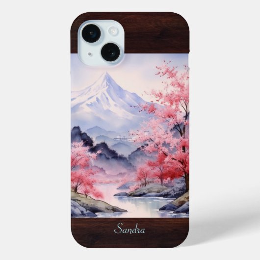 Elegant Cherry Blossom Bloemen Waterverf Landschap Case-Mate iPhone Case (Achterkant)
