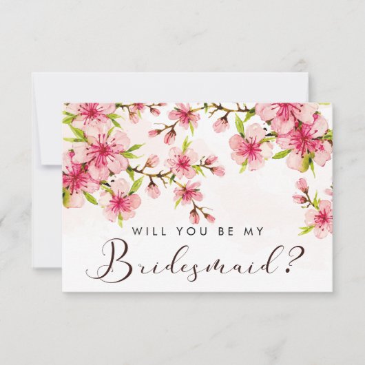 Elegant Cherry Blossom Bridesmaid Voorstel (Voorkant)