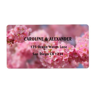 Elegant Cherry Blossom Floral Pink Wedding Etiket