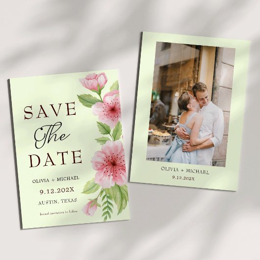 Elegant Cherry Blossom Pastel Bloemen Save the Dat Save The Date