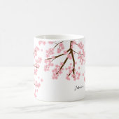 Elegant  cherry blossom sakura calligrafie koffiemok (Center)