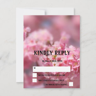 Elegant Cherry Blossom Sakura Floral Wedding RSVP Kaartje