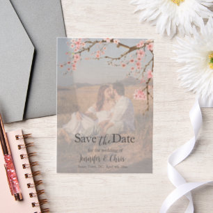 Elegant Cherry Blossom Save the Date Vellum Uitnodigingen