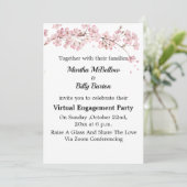 Elegant Cherry Blossom Virtual Engagement Party Kaart (Staand voorkant)