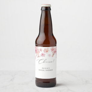 Elegant cherry blossom vrijgezellenfeest bier etiket
