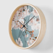 Elegant Cherry Blossom Wall Clock with Natural Woo (Hoek)