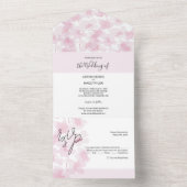 Elegant Cherry Blossom Waterverf Handgeschilderd All In One Uitnodiging (Binnen)