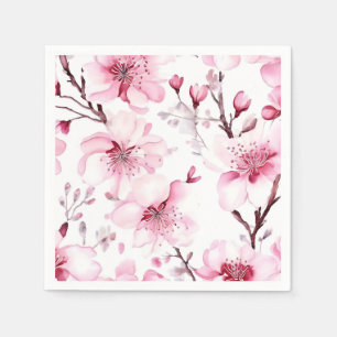 Elegant Cherry Blossom Waterverf Pattern Servet