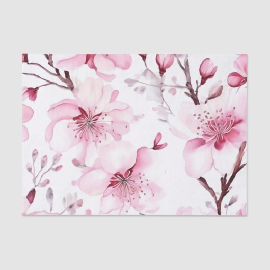 Elegant Cherry Blossom Waterverf Pattern Tissuepapier (Voorkant)