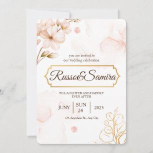 ELegant Cherry BLossom Waterverf Wedding Kaart
