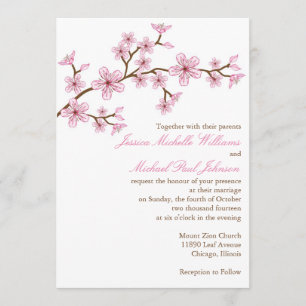 Elegant Cherry Blossom Wedding Kaart