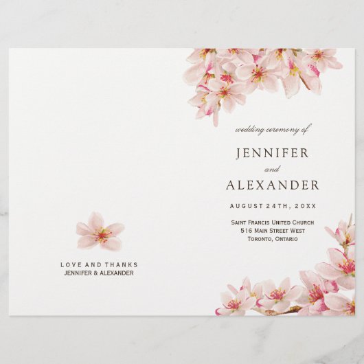 Elegant Cherry Blossom Wedding Programs (Voorkant)