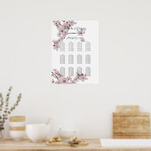 Elegant Cherry Blossom Wedding Seding Chart Poster (Keuken)